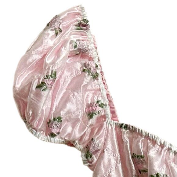 For Love & Lemons London Mini Dress Pink White Lace Size S Romantic Party - Picture 8 of 13